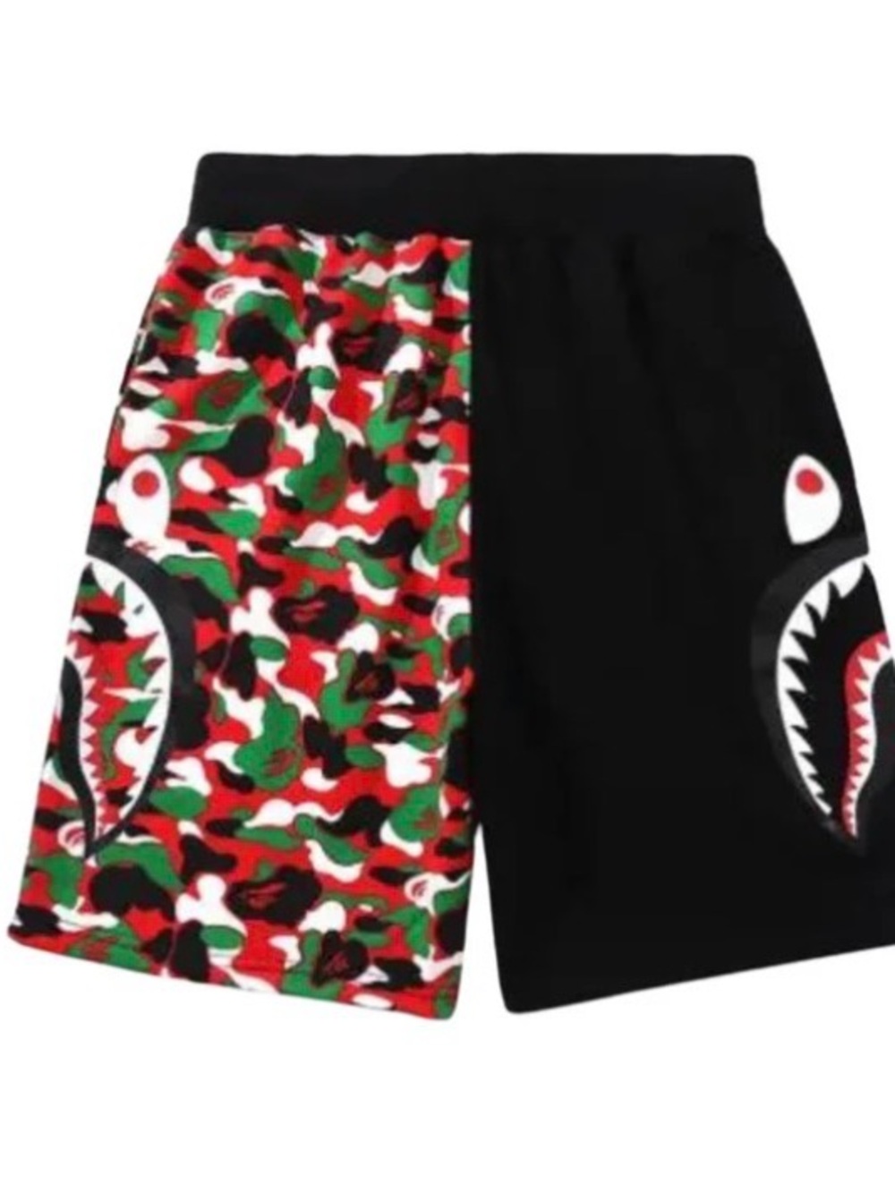 Bape Christmas shark camo colornway limited edition Black & Red Athletic Shorts
